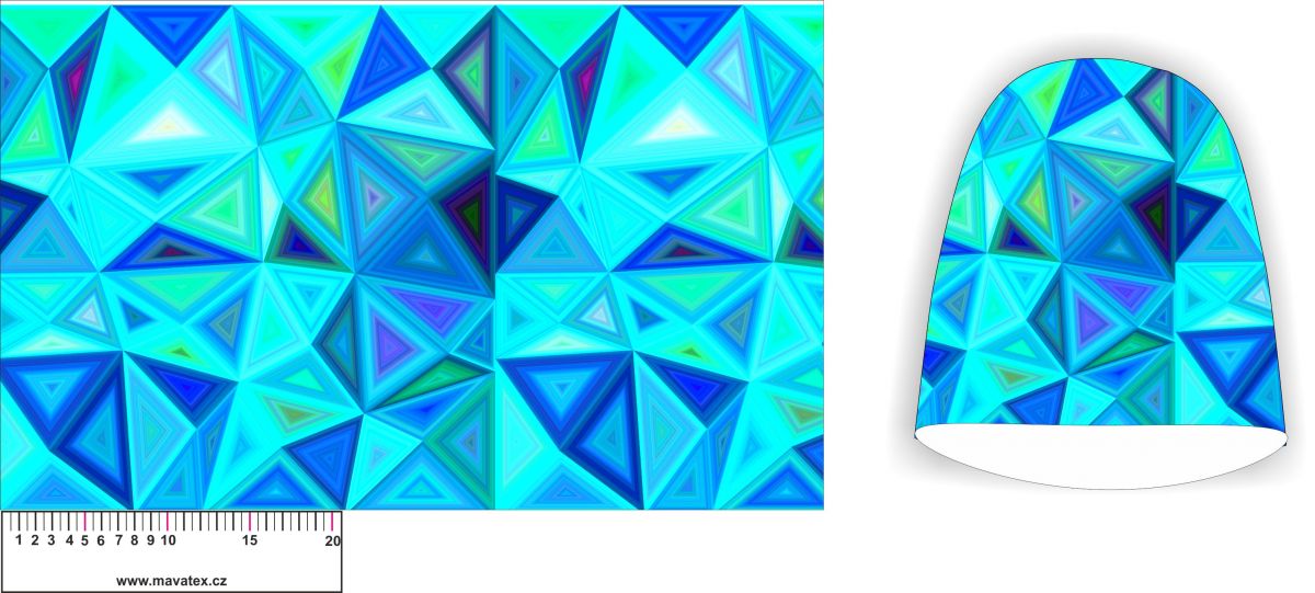 Panel na čepice SKEJŤAČKA -modré trojúhelníky Mavatex