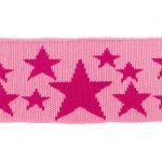 Rib žakárový růžový+malinové hvězdy - 7x100 cm