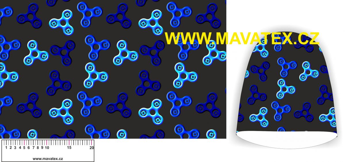 Panel na čepici základní - spinery černý s modrými Mavatex