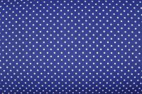 Tmavě modrá bavlna s malými bílými puntíky vyrobeno v EU- atest pro děti bavlna