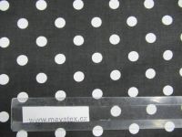 Černá bavlna se středními bílými puntíky -1,1 cm vyrobeno v EU- atest pro děti bavlna
