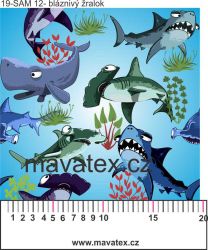 Bláznivý žraloci +barevné varianty-sublimační digitální tisk mavaga design