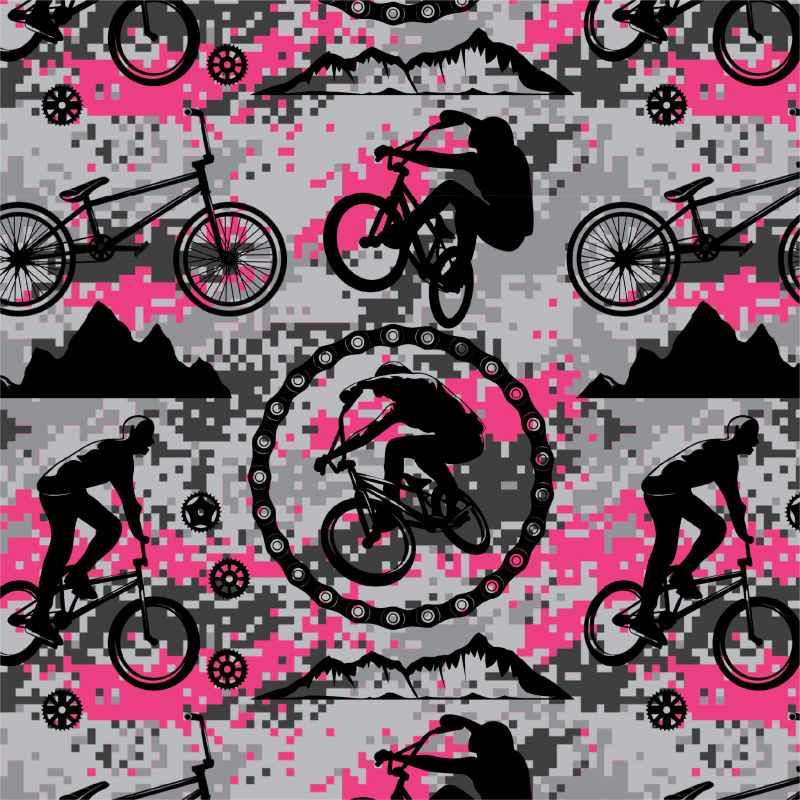 Cyklistika růžová na kamufláži -digitální tisk mavaga design