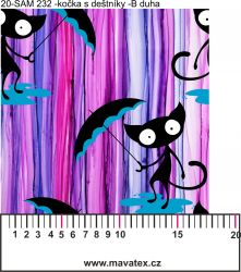 Kočičky s modrými deštníky na růžové duze -digitální tisk mavaga design