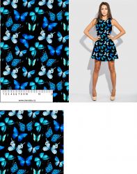 Modrý motýlek na černé- digitální tisk mavaga design