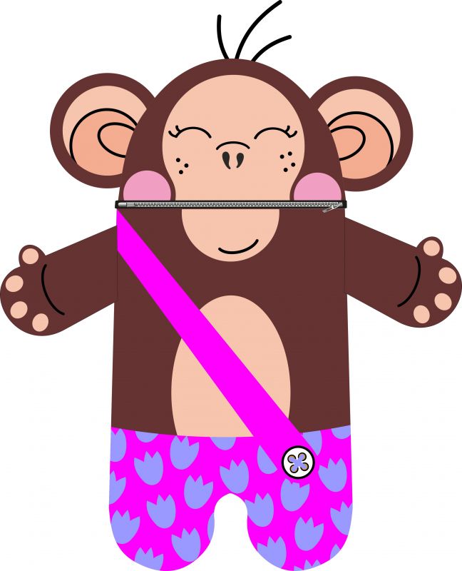 Pyžamožrout panel - opice holka-soft vyrobeno v EU