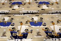 Světle hnědá bavlna s námořníky vyrobeno v EU- atest pro děti bavlna
