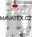 Pyžamožrout panel - kočička šedivá-SOFT vyrobeno v EU