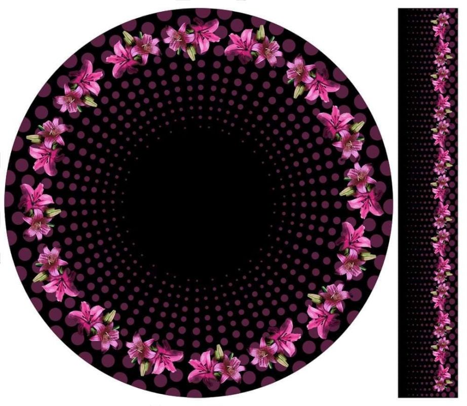 Panel na kolovou sukni 3- květy na černé-VARIANTY mavaga design