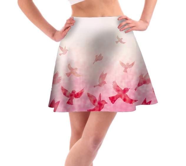 Panel na kolovou sukni 1- ptáčci růžový mavaga design