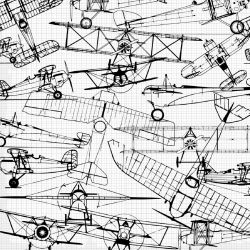 Letadla nákresy černá-sublimační digitální tisk mavaga design