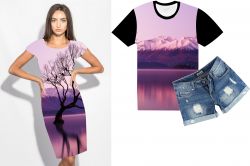 PANEL na šaty / triko/leginy –růžové hory- varianty mavaga design