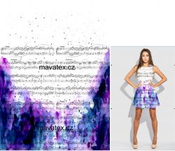 PANEL na šaty / triko/leginy –noty +filová batika- varianty mavaga design