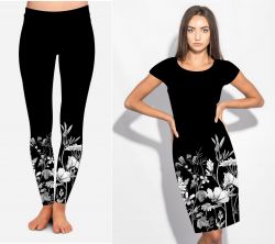 PANEL na šaty / triko/leginy –akvarelové květy černobílé- varianty mavaga design