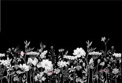 PANEL na šaty / triko/leginy –akvarelové květy černobílé- varianty mavaga design