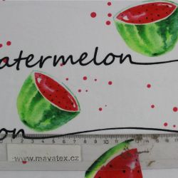 Jednolícní úplet s melouny na bílé -210 gsm EU-úplety atest pro děti