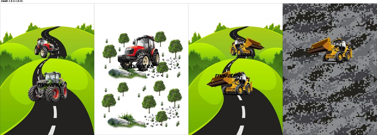 PANEL na triko –traktory- varianty -DĚTSKÉ mavaga design