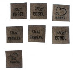 Koženkový štítek gravír - " velká rebelka hnědy " - varianty vyrobeno v EU