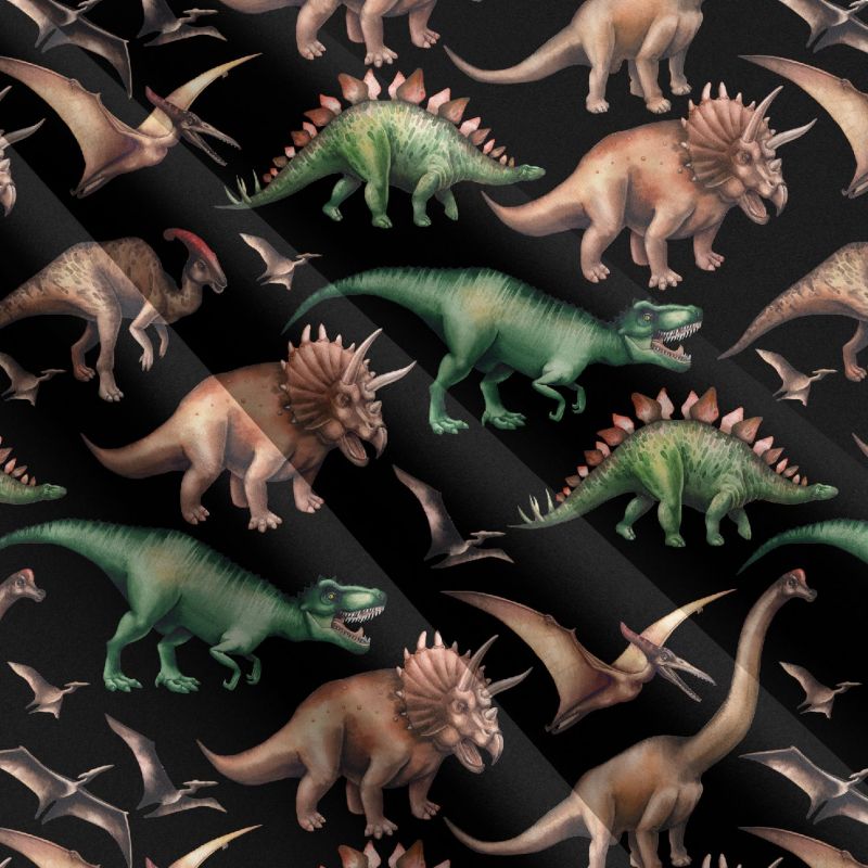 Dinosaurové na černé-sublimační digitální tisk mavaga design