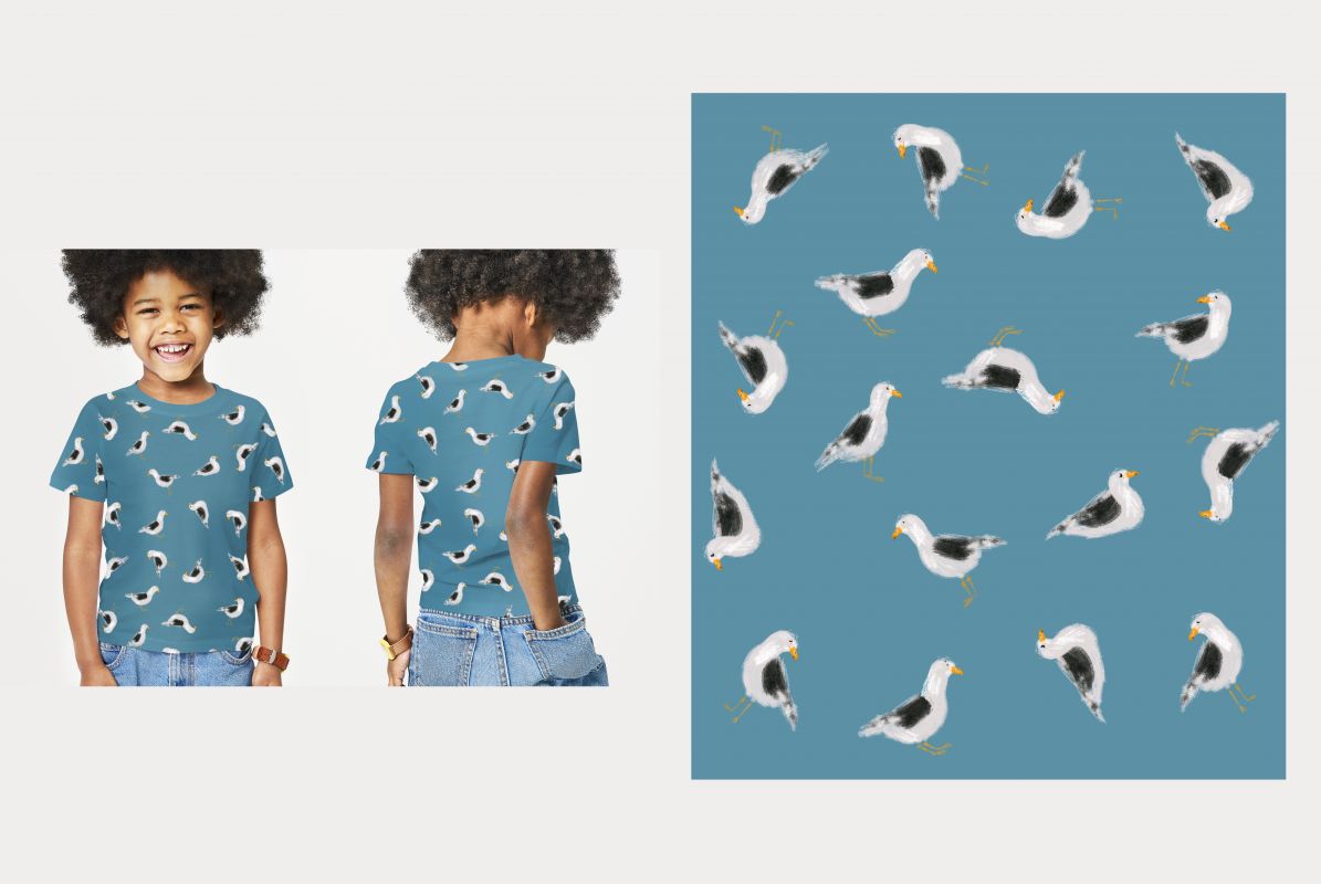 Autorský tisk ptáci-sublimační digitální tisk mavaga design