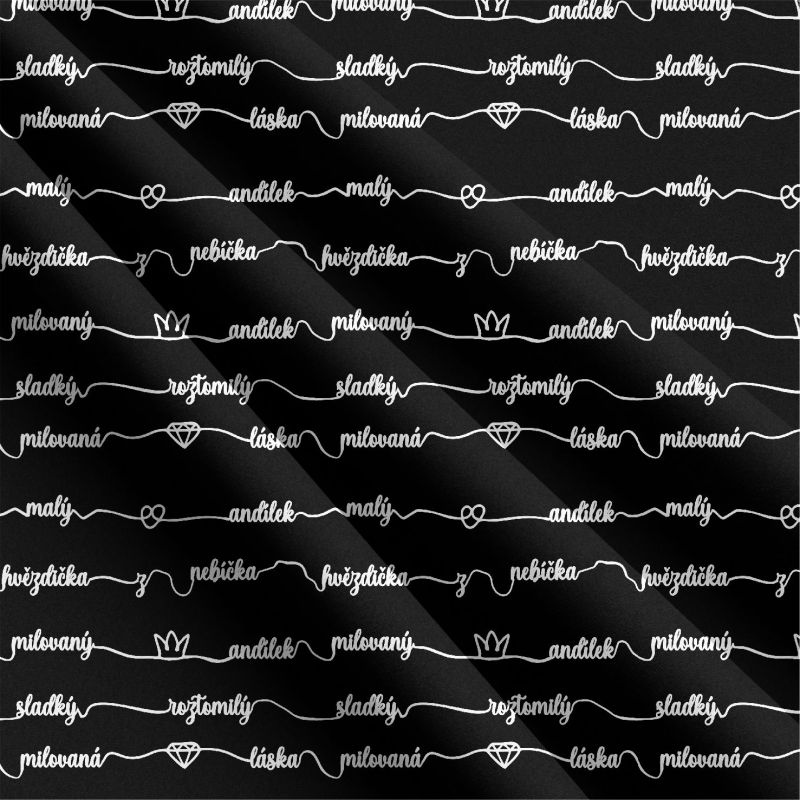 Malé lásky TEXTY černá+bílá -sublimační digitální tisk mavaga design