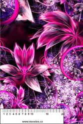 Růžové fraktální květy-sublimační digitální tisk mavaga design