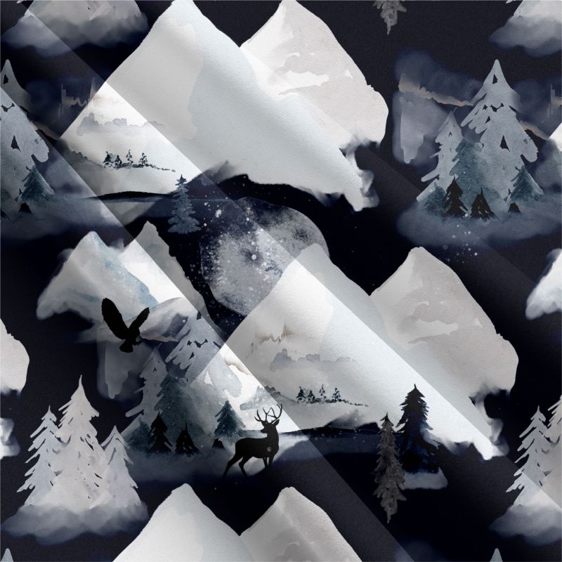 Zasněžené hory tmavé digitální tisk mavaga design