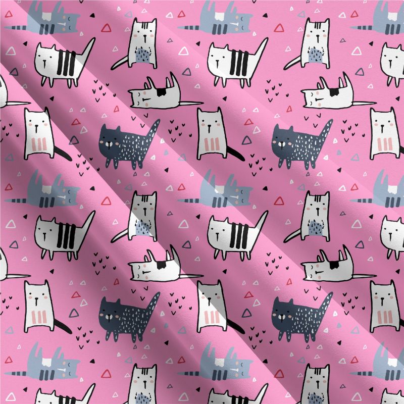 Roztomilé kočičky na růžové -sublimační digitální tisk mavaga design