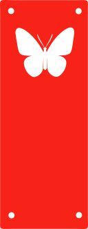 Koženkový štítek vyřezávaný malý- jasně červená 70-varianty - Motýl vyrobeno v EU