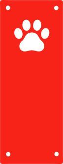 Koženkový štítek vyřezávaný malý- jasně červená 70-varianty - Tlapka vyrobeno v EU