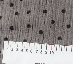 Mušelín ( fáčovina ) šedá – puntíky vyrobeno v EU- atest pro děti bavlna