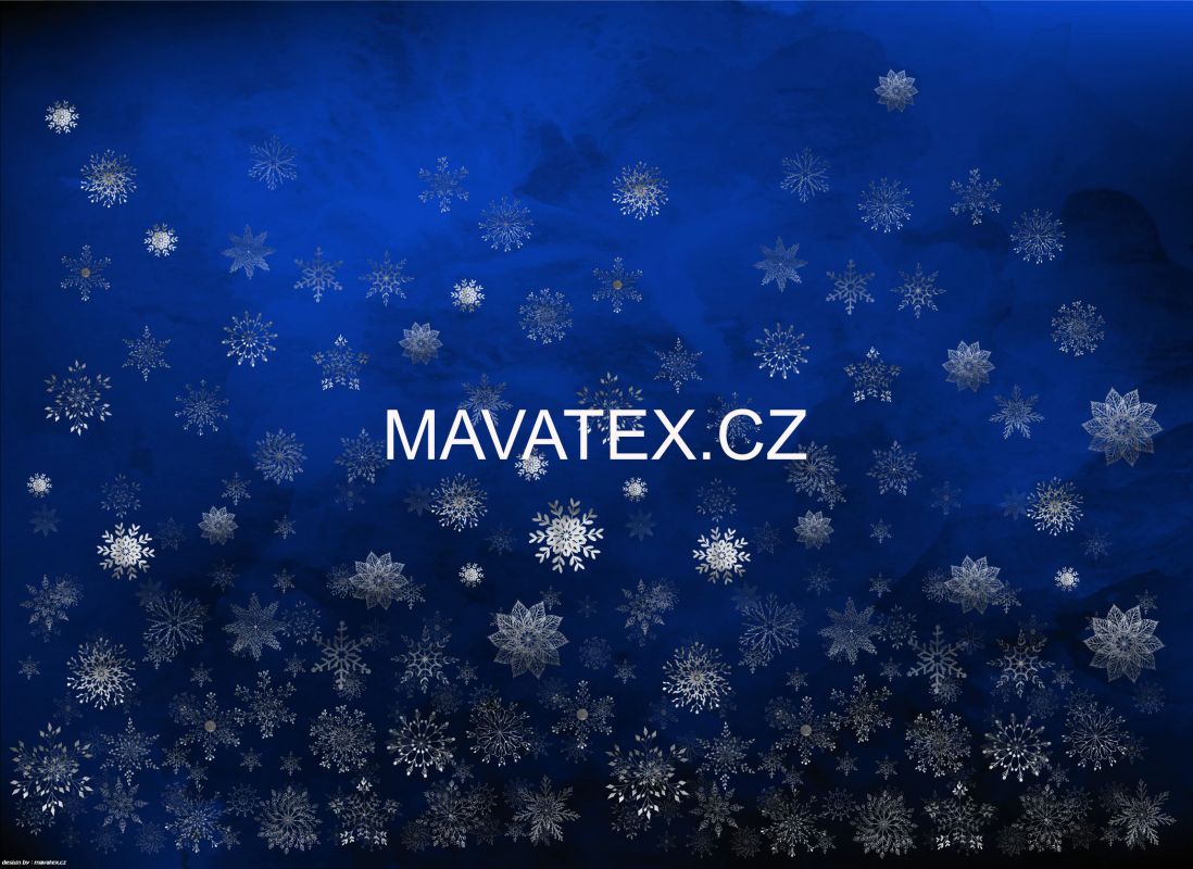 PANEL na šaty / triko/leginy -vánoční vločky na modré- varianty mavaga design