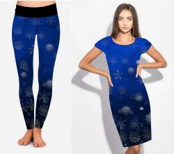 PANEL na šaty / triko/leginy -vánoční vločky na modré- varianty mavaga design