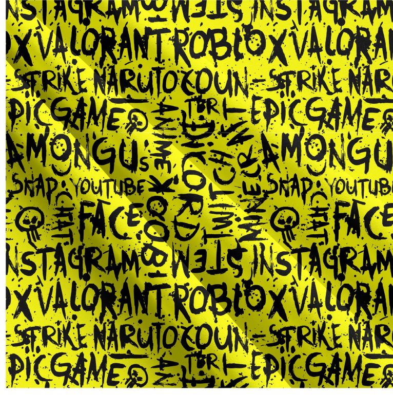 Populární texty na žluté- digitální tisk mavaga design