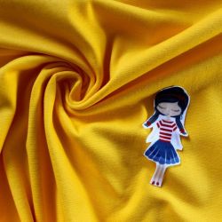Rib 1x1 tmavě žlutá s elastanem - barva 38 EU-úplety atest pro děti