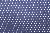 Tmavě modrý jednolícní úplet s bílými hvězdičkami -200 gsm vyrobeno v EU- atest pro děti bavlna