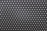 Černý jednolícní úplet s bílými hvězdičkami - 200 gsm vyrobeno v EU- atest pro děti bavlna