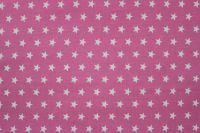 Růžový jednolícní úplet s bílými hvězdičkami -200 gsm vyrobeno v EU- atest pro děti bavlna