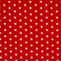 Červený jednolícní úplet s bílými hvězdičkami -200 gsm vyrobeno v EU- atest pro děti bavlna