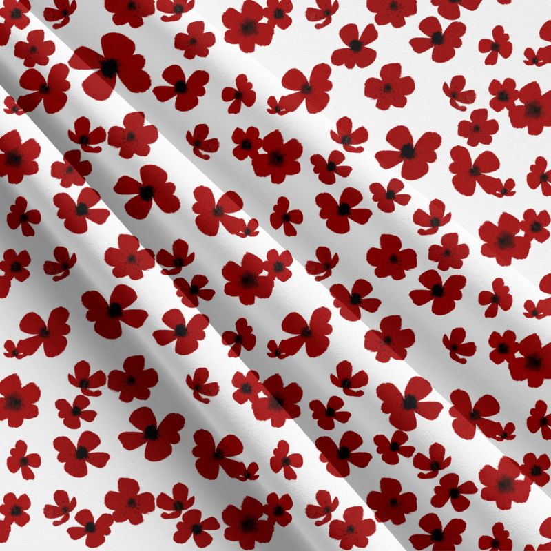 Drobné červené kvítky na bílé-sublimační digitální tisk mavaga design
