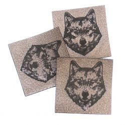 Koženkový štítek gravír - " vlk  "- varianty | " vlk " - světlý, " vlk " - tmavý
