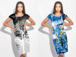 PANEL na šaty / triko/leginy - stromy + květy - varianty mavaga design