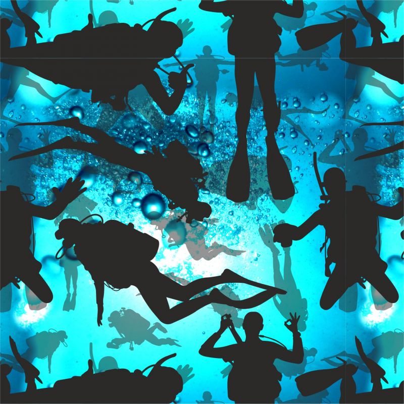 Potápěči na modré -sublimační digitální tisk mavaga design