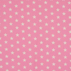 Růžový jednolícní úplet s bílými hvězdičkami -200 gsm vyrobeno v EU- atest pro děti bavlna