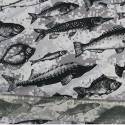 Jednolícní ryby na šedé kamufláží- 220 gsm vyrobeno v EU