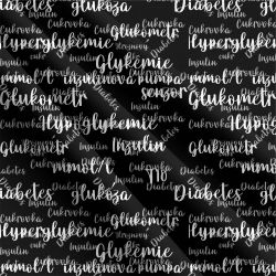 Cukrovka text černobílá -sublimační digitální tisk mavaga design