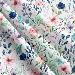 Akvarelové květy na bílé-sublimační digitální tisk mavaga design