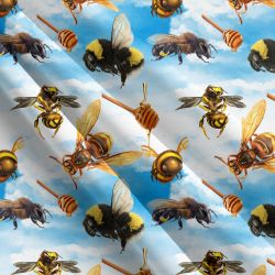 Včely na NEBI-sublimační digitální tisk | Funkční úplet TORINO 140 gsm, GARZATO 200gsm- funkční úplet počesaný, Kočárkovina , LYCRA 200, Micropeach, Softshell jarní 285 gsm, Softshell letní pružný 220gsm, Softshell zimní 320 gsm, DOLOMITY