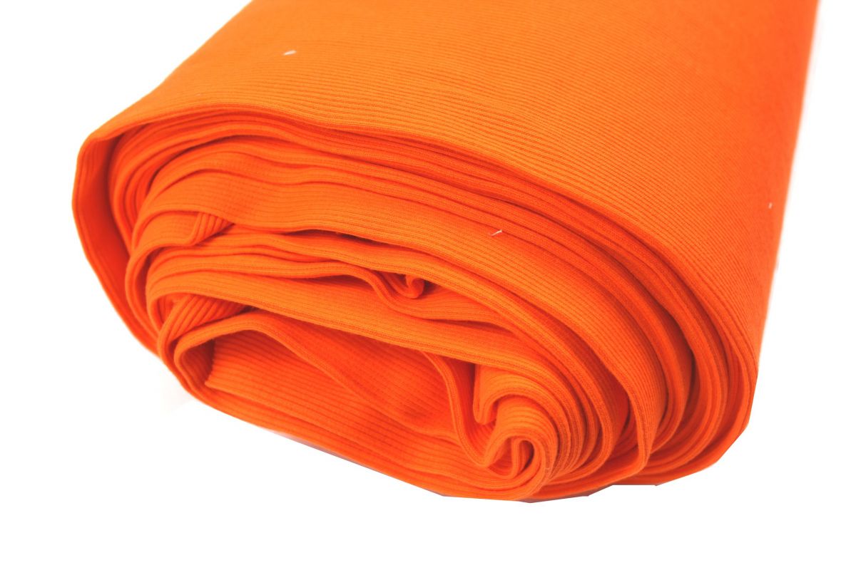 Rib 2x2 jasně oranžová - barva 30- pružný lem, náplet, pružný úplet EU-úplety atest pro děti