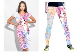 PANEL na šaty / triko/leginy -akvarelová dívka- 10 variant mavaga design